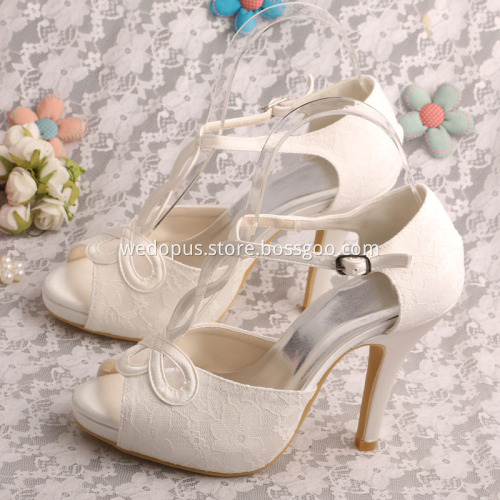 White Lace Heels for Wedding Sandals